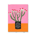 Floral botanical nordic girls wall art canvas print featuring a stylized green cactus with flowers in a black pot