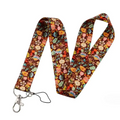 Floral molly mobile phone strap with floral pattern, silver metal clasp, and black cord for secure mobile phone use