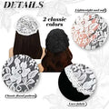White and black lace bridal muslim veil featuring a lightweight lace floral pattern with classic floral design