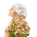 White lace floral bridal muslim veil with delicate lace floral pattern and scalloped edge for weddings