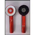 Red fluffy comb scalp massager infrared device with white red circular and black textured heads for infrared hair care