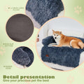 A cozy navy blue fluffy plush dog couch bed mat with soft texture and non-slip bottom for pet comfort