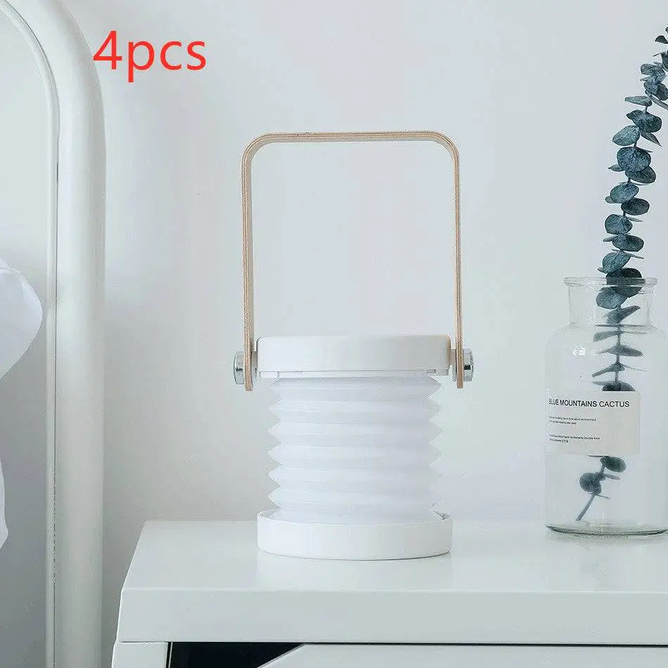 White foldable touch dimmable lantern with gold metal handle and silver accents ideal dimmable portable lantern