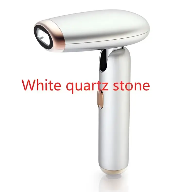 Silver and rose gold folding laser hair removal machine with white quartz stone tip for effective laser hair removal