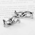 Stainless steel polished interlocking chain cufflinks complementing forever engraved fashion deformation ring necklace