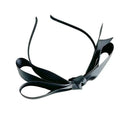 Black bow headband featuring a french satin bow made from smooth satin material for elegant wear