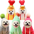 Yellow duck-shaped hooded fruit dog clothes with red heart hat and orange beak for small dogs hoodies frog plush fruit