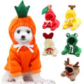 Orange plush carrot themed fruit dog clothes hoodie with green leafy top and white bow tie for small dogs hoodies frog plush fruit