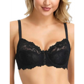 Full coverage sexy lace bra plus size black 42c with delicate floral patterns and thin matching straps