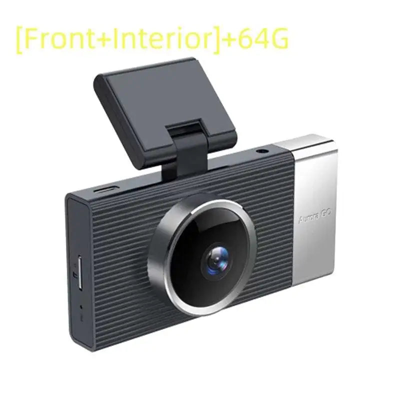Black and silver future g6 three driving recorder with textured body, circular lens, metallic trim, and adjustable mount