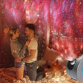 Silver cylindrical galaxy starry sky projector with blue circular accent for rotating galaxy night display