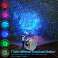 Silver cylindrical galaxy starry sky projector with blue accent ring designed for vibrant nebula and starfield room projections