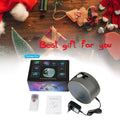 Silver cylindrical galaxy starry sky projector with blue accent designed for rotating starry sky projection