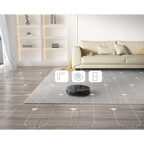 Black circular geek smart robot vacuum with sleek design and strong suction for efficient home cleaning