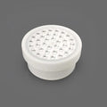 White circular george dinosaur mosquito lamp with smooth plastic bodies and grid of holes for mosquito storage box