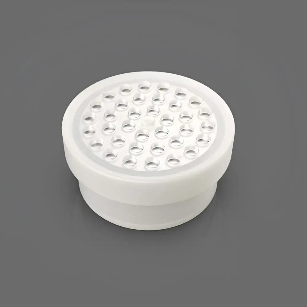 White circular george dinosaur mosquito lamp with smooth plastic bodies and grid of holes for mosquito storage box