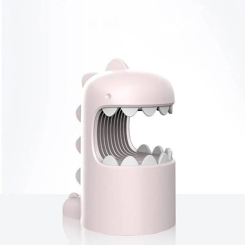 Pastel blue and pink george dinosaur mosquito lamp with smooth plastic bodies and open-mouth mosquito storage box design