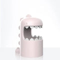 Pastel pink george dinosaur mosquito lamp with white teeth, gray ridges, and smooth plastic bodies for mosquito storage box use