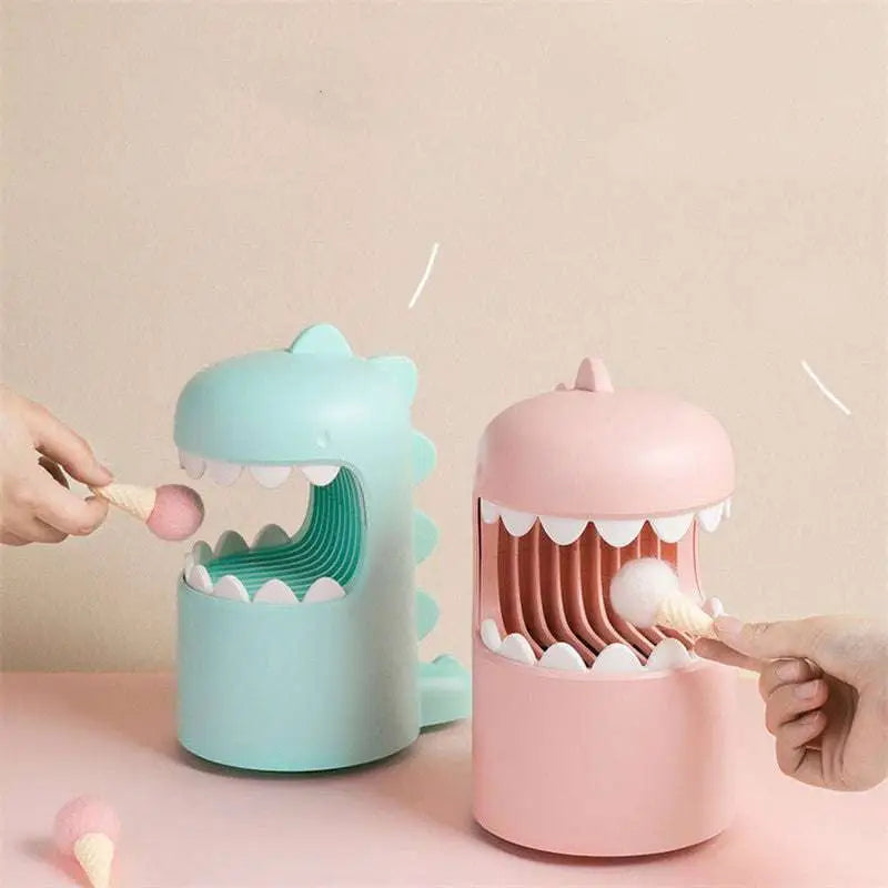 Pastel blue and pink george dinosaur mosquito lamp with smooth plastic bodies and open-mouth mosquito storage box design