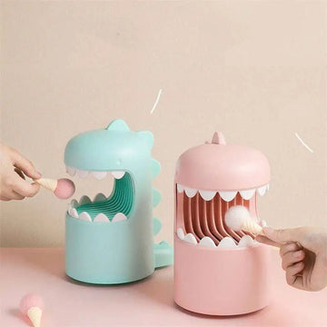 Pastel blue and pink george dinosaur mosquito lamp with smooth plastic bodies and open-mouth mosquito storage box design