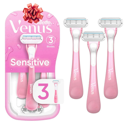 Gillette Venus Sensitive Womens Disposable Razors - Single Package of 3 Razors - Royalessencelux