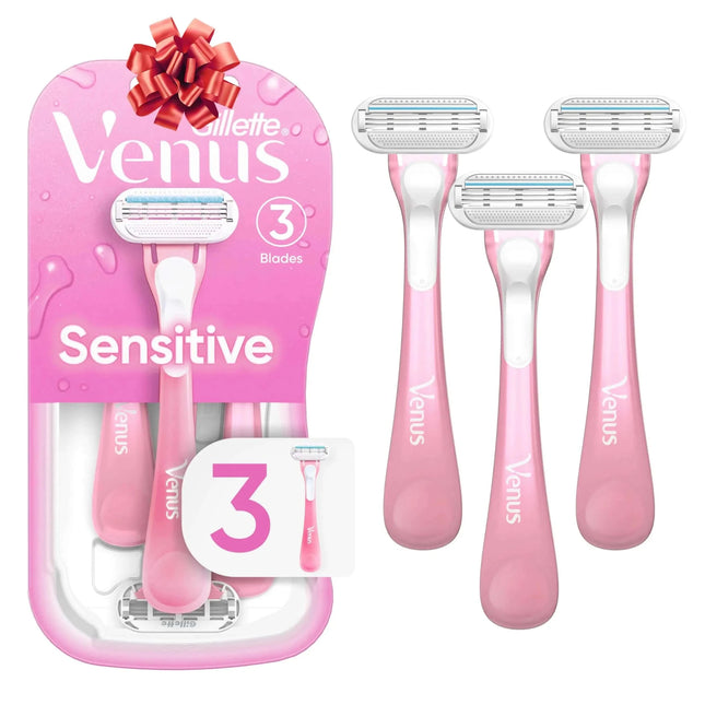 Gillette Venus Sensitive Womens Disposable Razors - Single Package of 3 Razors - Royalessencelux