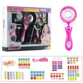 Pink plastic girls electric automatic hair braid fashion toy with heart-shaped handle and clear circular head