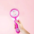 Pink plastic girls electric automatic hair braid fashion toy with white angel wing accents and clear circular nozzle