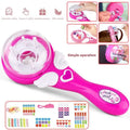 Pink and white plastic girls electric automatic hair braid fashion toy with wing-shaped handles labeled fashion girl