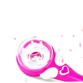 Pink plastic automatic hair braid picker with clear dome and white heart-shaped handle for hair braid fashion use