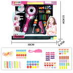Pink and silver plastic girls electric automatic hair braid fashion toy with heart-shaped handle and colorful beads accessories