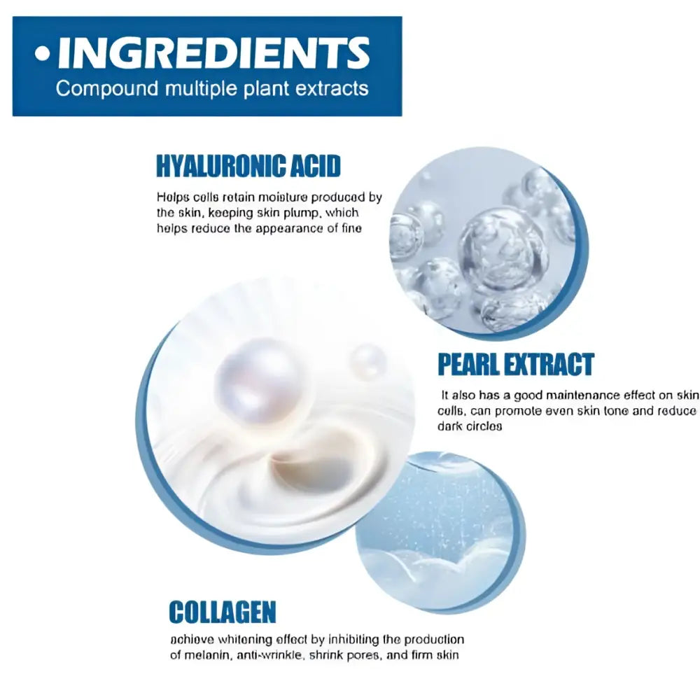Glitter collagen eye mask featuring hyaluronic acid pearl extract and collagen to reduce fine lines and dark circles