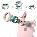 Rose gold glow face 3 in 1 photo lens lighting clip with multiple colored glass elements and silver metallic frame