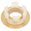 Gold bathroom wash basin sink hole overflow cover with gold metal base and translucent white plastic gear-like structure