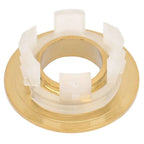 Gold bathroom wash basin sink hole overflow cover with gold metal base and translucent white plastic gear-like structure