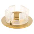 Clear plastic ring with gold-colored metallic base for gold bathroom wash basin sink hole overflow cover