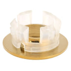 Clear plastic ring with gold-colored metallic base for gold bathroom wash basin sink hole overflow cover
