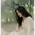 Black twig antler headpiece featuring gold branch fashion design for exaggerate branch fashion and deer antler style
