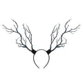 Black glittery deer antler headband with intricate gold branch fashion details for exaggerate branch fashion looks