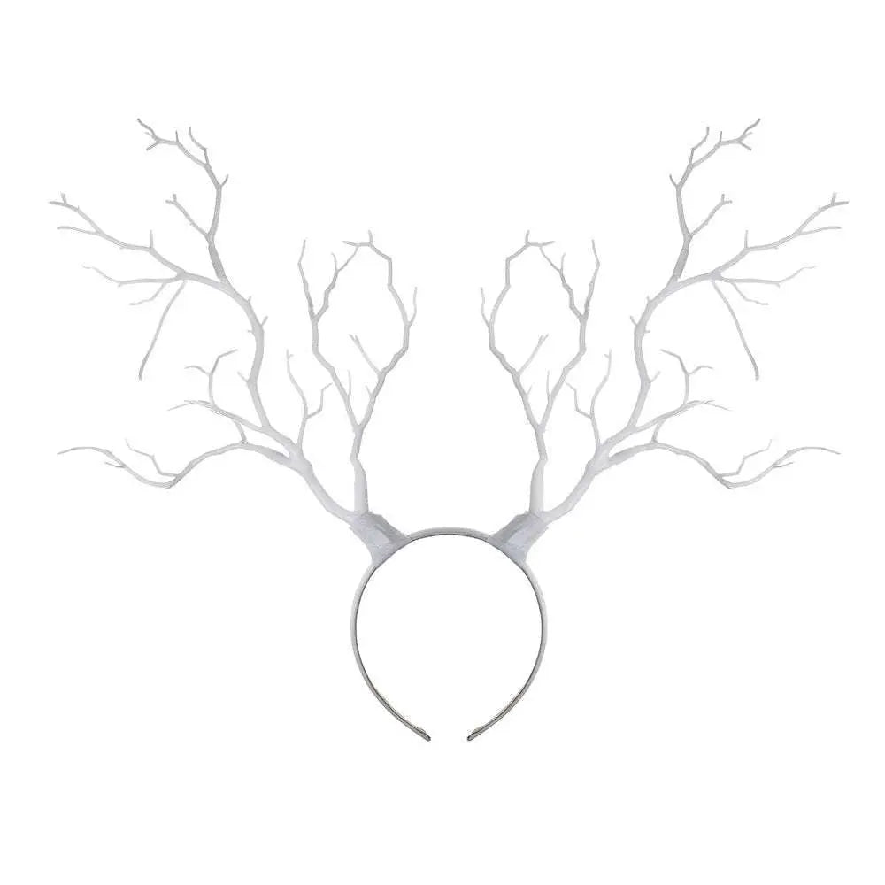 Silver sleek metallic deer antler headband with branch-like design for gold branch fashion style and exaggerate branch fashion