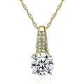 Gold bridal necklace featuring a gold-toned pendant with a round-cut clear gemstone and multiple smaller sparkling stones