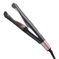 Black and rose gold gold ceramic flat iron with sleek modern design for curly hair care and care straight long style