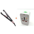 Black and rose gold gold ceramic flat iron with sleek compact design for curly hair care and straight long hair maintenance