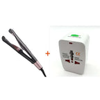 Black and rose gold gold ceramic flat iron with sleek compact design for curly hair care and straight long hair maintenance