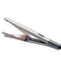Silver and rose gold ceramic hair straightener with sleek modern design for gold ceramic flat iron curly hair care