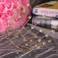 Gold crystal bride handmade star crown featuring gold-colored metal and clear star-shaped crystals for bride wedding jewelry