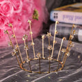 Gold crystal bride handmade star crown with gold-toned wire and clear pink crystal star charms for bride wedding jewelry