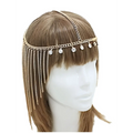 Gold crystal tassel head chain hair accessory featuring gold-toned chains and dangling crystal beads for women