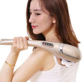 Gold electric cervical massage stick with sleek ergonomic design and control buttons for electric cervical massage use