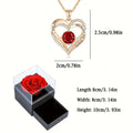 Rose gold gold heart red sapphire pendant necklace with diamonds engraved i love you for always and forever with rose gift box